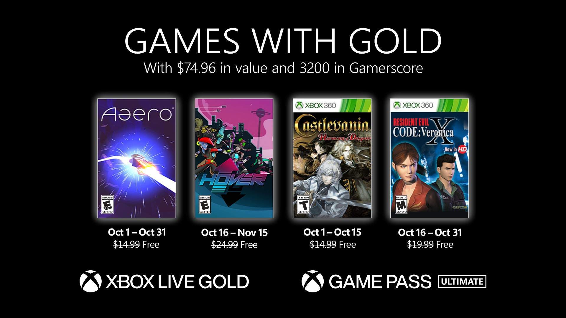 Games with Gold para octubre de 2021