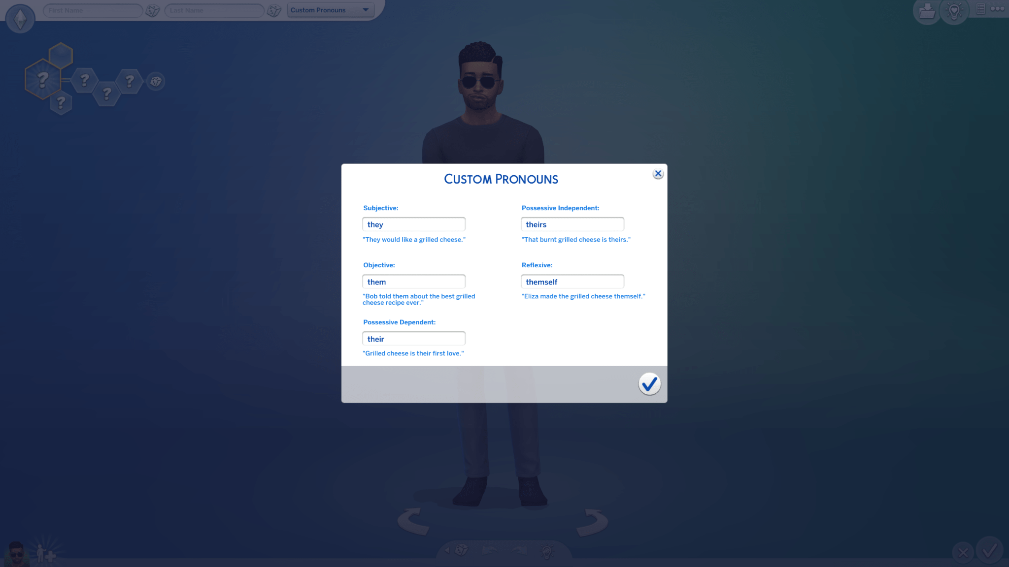 SIMS 4 Pronombres personalizables