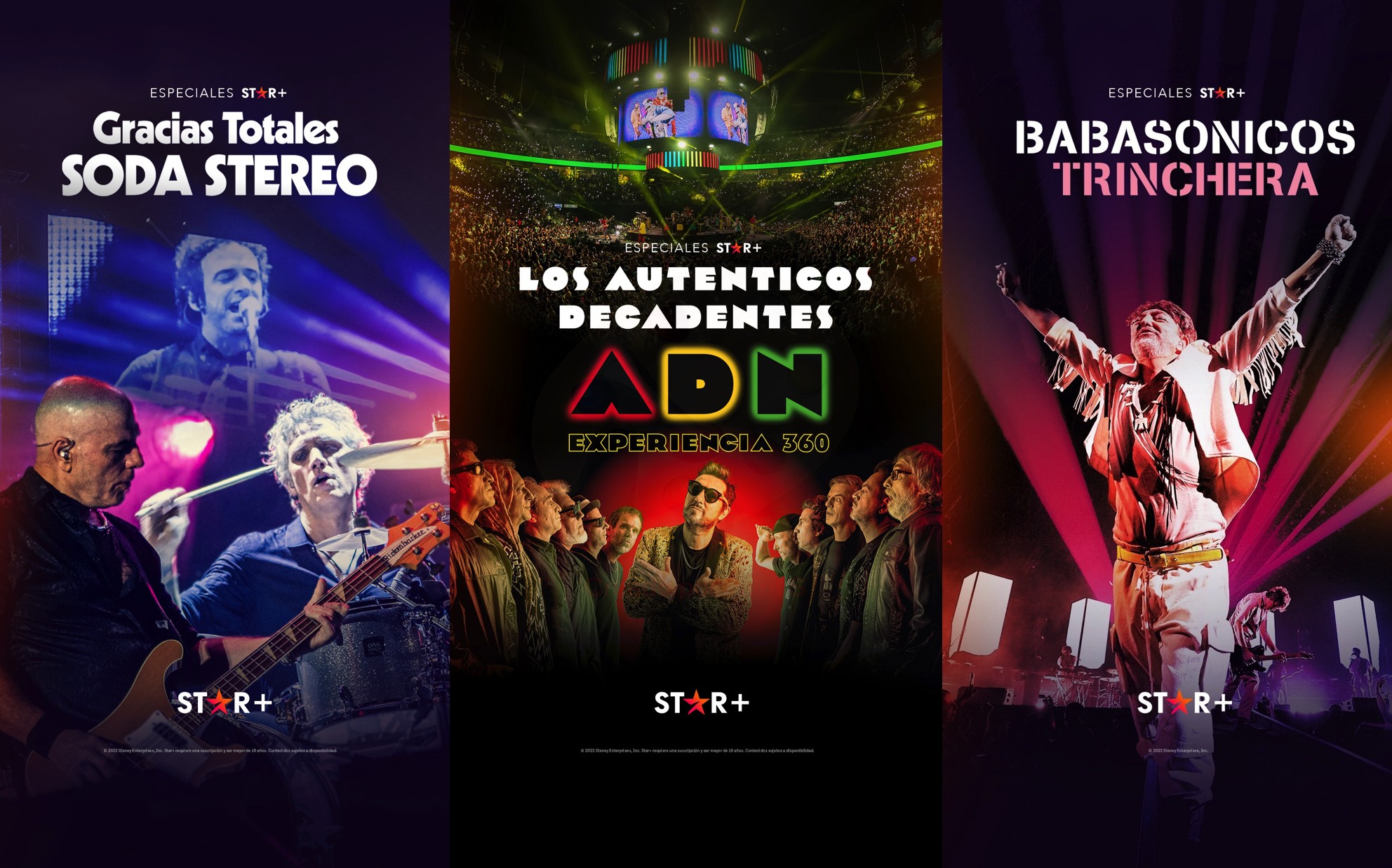 “GRACIAS TOTALES - SODA STEREO”, “LOS AUTÉNTICOS DECADENTES: ADN EXPERIENCIA 360º” Y “BABASONICOS: TRINCHERA”